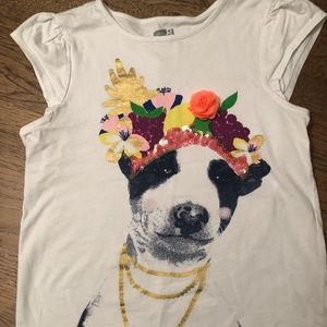Crazy 8 White Shirt with Colorful Dog Design